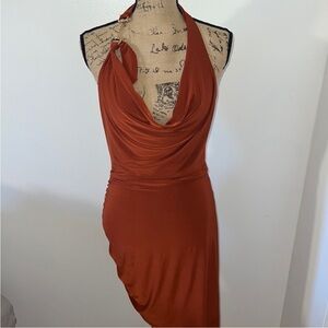 Forever 21 halter cocktail Asymmetrical dress with silver hardware